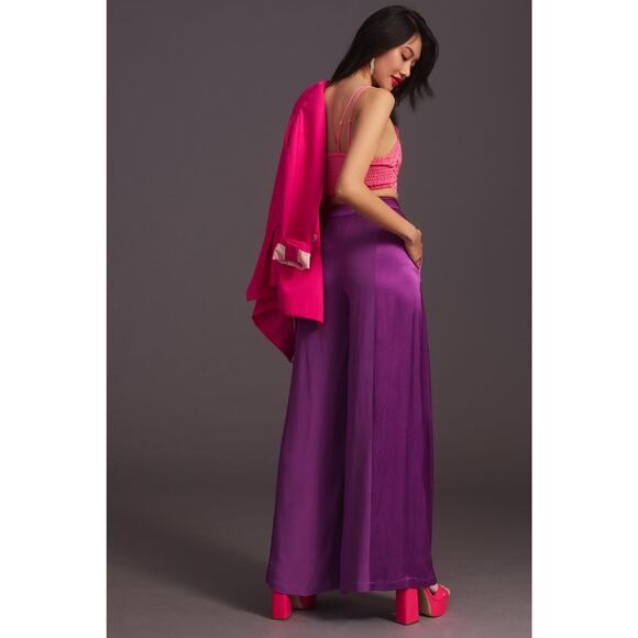 NWT Anthropologie Corey Lynn Wide-Leg Satin Pants - Large - Picture 4 of 7